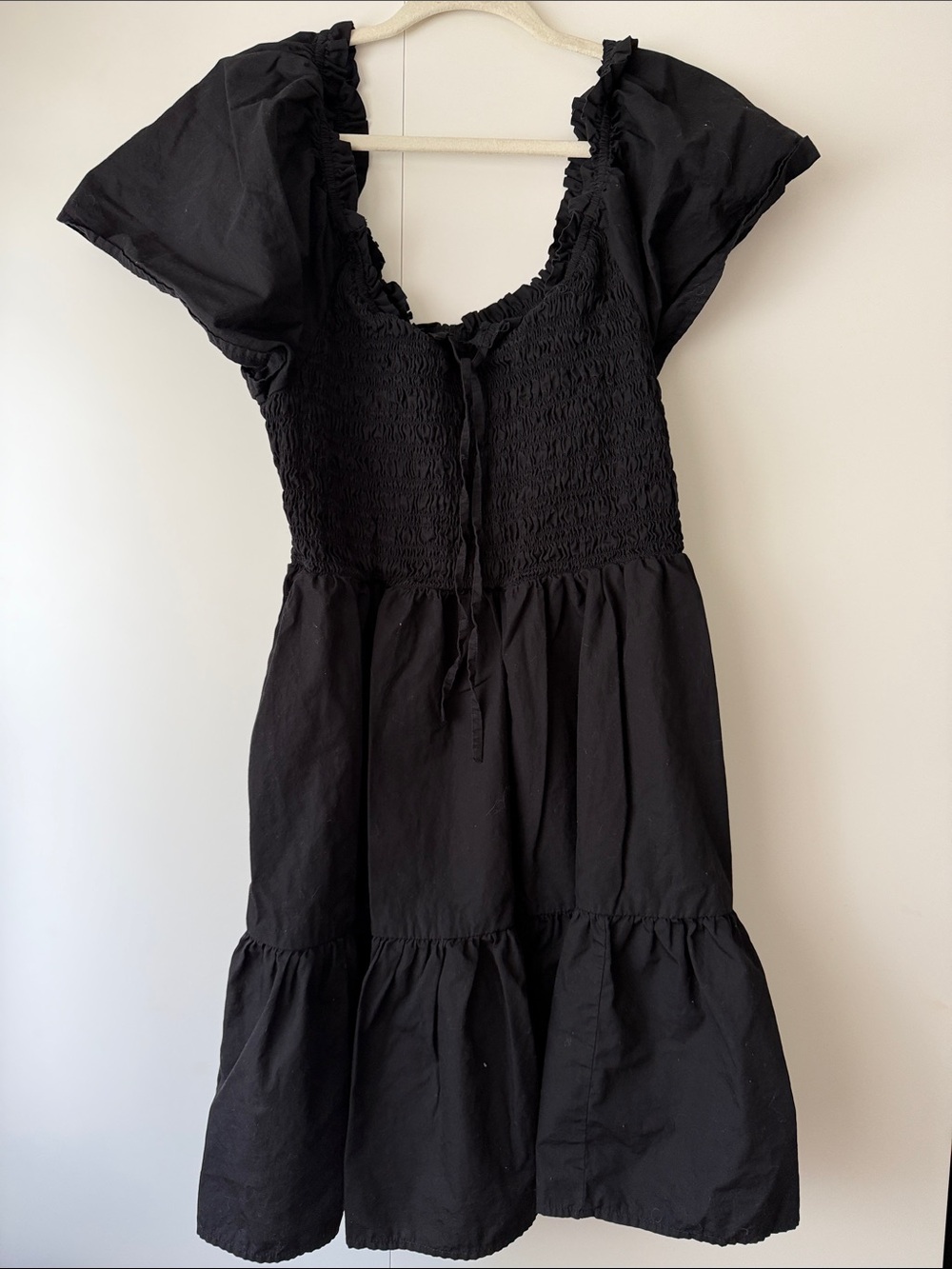 GAP Black Smocked Top with Ruffle Trim